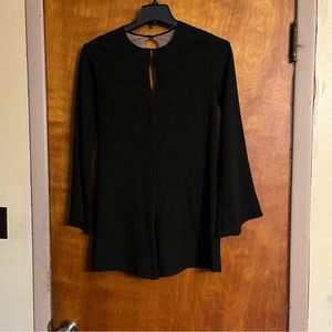 NWT Black Giulianna Lace-trim Open-back Romper XXS